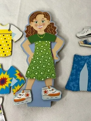 Melissa And Doug Wooden Magnetic Dress Up Girl Fashion Set & Miss Weather • $6