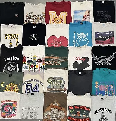 Vintage & Modern Wholesale T-shirt Lot 25 Items Reseller 90s 00s Bundle APR10-1 • $100