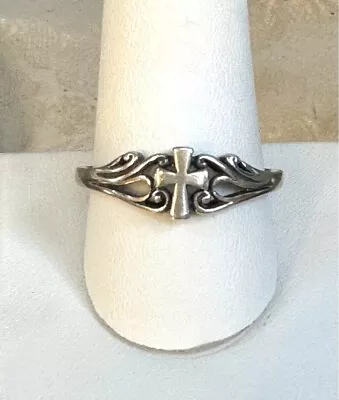 Men's 925 Sterling Silver Religious Cross Ring Size 10.75-11 • $32