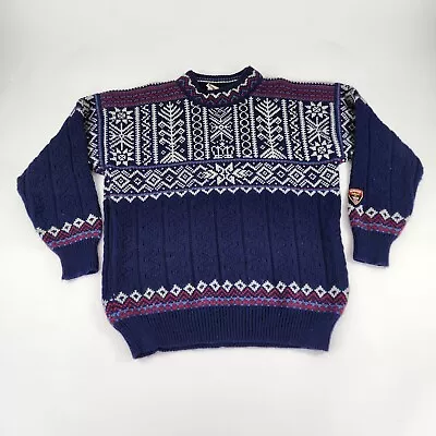 VTG Dale Of Norway Trondheim 1997 Fair Isle Siz M Navy Wool Ski Sweater Pullover • $167.50