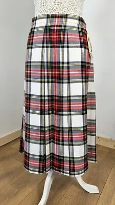 Vintage MURRAY BROTHERS 100% Wool Stewart Tartan Scottish Midi Skirt UK 16 • £49.99