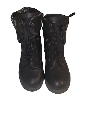  Madden Girl Jaxx Combat Black Lace Up Boots With Sock Size 3 Girls • $15