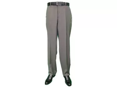 Men's Mantoni Flat Front Pants All  Wool Super 140's Classic Fit 40901 Taupe • $50