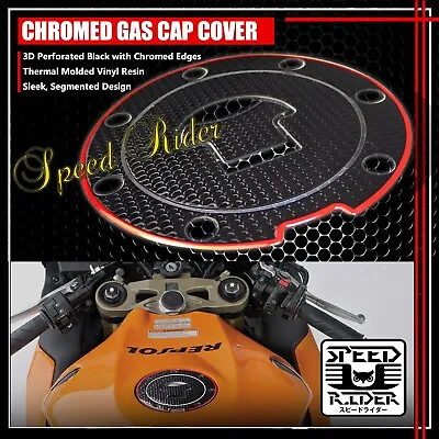 For 03-16 Cbr-1000rr/600rr Perforate Black&chrome Red Gas Cap Fuel Lid Cover Pad • $14.95