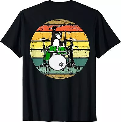 NEW LIMITED Tuxedo Cat Playing Drums For Musicians Vintage (On Back) T-Shirt • $23.98