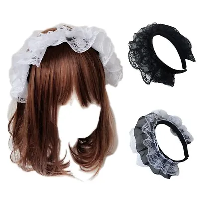 Girls Lace Hair Hoop Multilayer Lace Headdress Maid Cosplay Headband • $4.73
