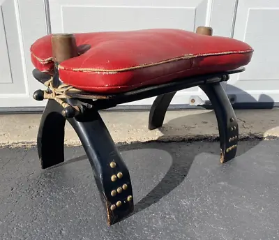 RARE Camel Leather Saddle Stool Ottoman Bench Seat  Foot Stool Morocco Vintage • $165