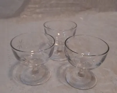 Set Of (3) VINTAGE GLASS DESSERT ICE CREAM SORBET GOBLET STEMWARE  • $19.99