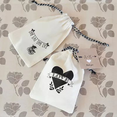 72 Vintage Muslin Love Heart Bridal Wedding Or Baby Shower Favor Bags • $69.15