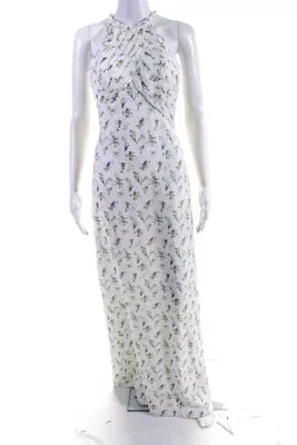 $69.01 • Buy Rachel Zoe Womens Back Zip Braided Strap Floral Olivia Long Dress White Size 2