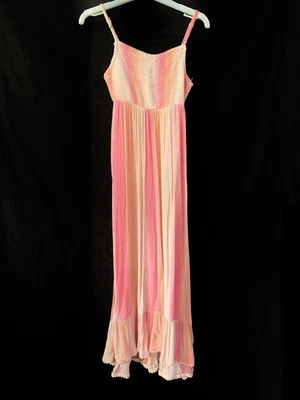 £8.50 • Buy Monsoon Pink Dip Dye Ombre Orange Hippy Boho Maxi Summer Sun Dress 11 12