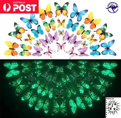 12pcs 3D Luminous Butterfly Wall Sticker Bedroom Living Room Ceiling Decoration • $4.99