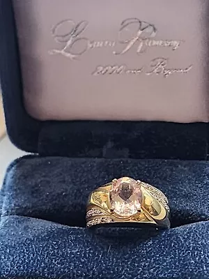 Laura Ramsey Heavy 14K Yellow Gold Morganite And Diamond Ring Sz 7 • $850