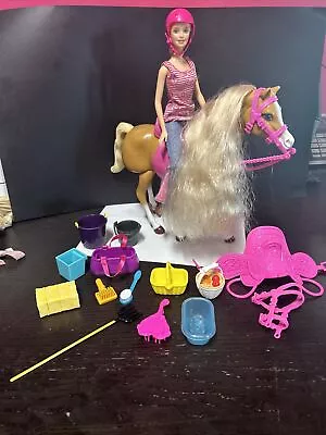 Vintage 1998 Barbie Walking Beauty Horse Walks Neighs Extra Saddles Bridles Lot • $38.99