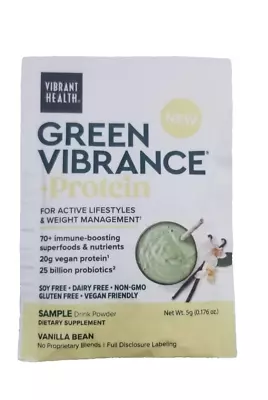 Vibrant Health Green Vibrance With Protein 5 Grams Each Vanilla Bean Powder 5 Pk • $6.54