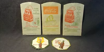 5 1930s Coca Cola No Drip Paper Bottle Protector Sleeve Coaster '50s Vintage S32 • $10