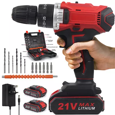 21V Cordless Hammer Drill Set Electric Impact Driver Screwdriver + 2 Battery UK • £28.99