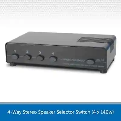 4 Way Speaker Selector Switch Stereo 4 8 16 Ohms Loudspeaker Multi Room Splitter • £32.99