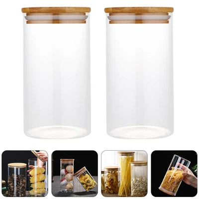 £23.01 • Buy Glass Jar Candy Buffet Containers Kitchen Glass Storage Jars Transparent Wood
