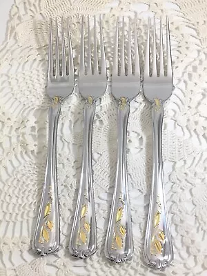 Lenox GOLDEN HOLIDAY Glossy 18/8 Stainless 4 Dinner Forks Flatware • $42.50