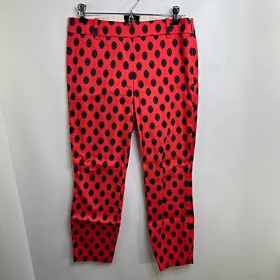 J Crew Minnie 2 Pants Red Paisley Cropped Chino Work Career Medallion Skinny • $12.50