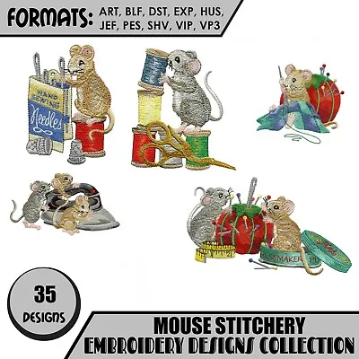 £8.99 • Buy Mouse Stitchery 35 Machine Embroidery Designs Collection On CD Or USB