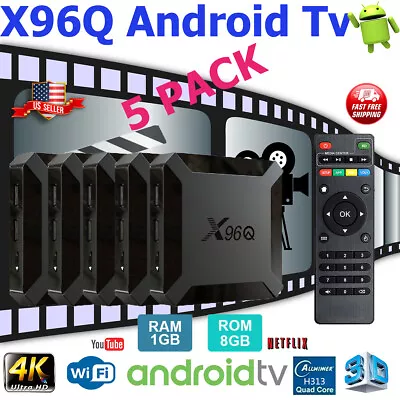 Android 10.0 TV Box X96Q Quad Core HD 4K Media Stream Player Mini PC (5 PACK) • $109.99