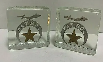 Pair Of Glass Bookends Masonic /  Shriners - Rare • $350