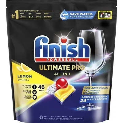 $44.95 • Buy Finish Ultimate Pro Dishwasher Tablets Lemon 46 Pack