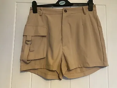 NEW Shein SXY Womens Beige Cargo Shorts Side Pocket Safari L UK Size 12 / 14 • £8