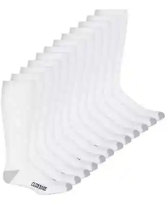 Club Room Men's Over Calf 12-Pack Logo Print White Socks Shoe 7-12 • $14.99