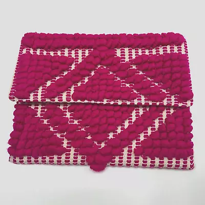 Mud Pie Clutch Bag Flat 11  X 9  Yarn Magenta Pink Purse • $6.49