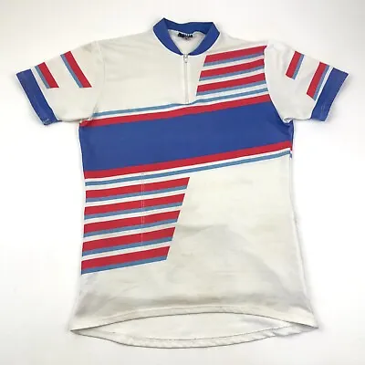 VINTAGE Performance Cycle Jersey Size Large White Shirt 1/4 Zip Short Sleeve USA • $27.14