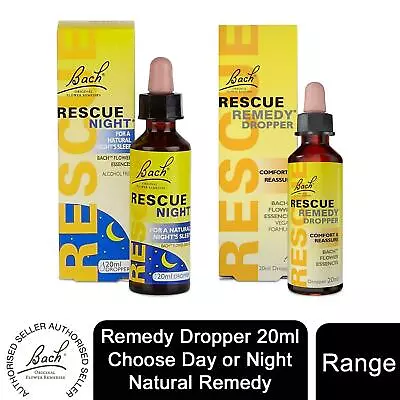 £10.89 • Buy Bach Rescue Remedy Dropper 20ml Choose Day Or Night Natural Remedy