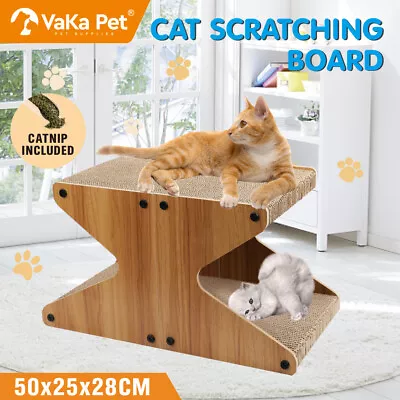 VaKa Cat Scratching Scratcher Board Cat Tree Pad Lounge Toy Corrugated Cardboard • $26.99