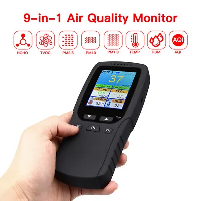 $67.82 • Buy 9 In 1 Air Quality Tester Monitor For Formaldehyde PM2.5 TVOC PM10 Analyzer
