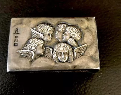 Antique Victorian Sterling Silver Reynolds Cherub Matchbox Holder • £70