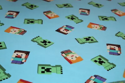 MINECRAFT Fabric FULL YARD By The Yd. 100% COTTON Kids Video Game Videogames FUN • $16.99