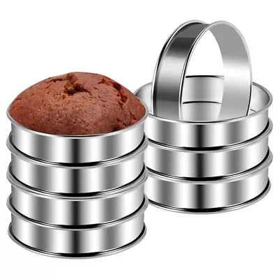 8 Pcs 4.1 Inch Muffin Tart Rings  Tart  Stainless Steel Round  Mold For2680 • $14.73