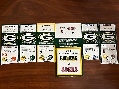 LOT Of 6 TICKET STUBS-GREEN BAY PACKERS 2000 SEASON/BRETT FAVRE-LeROY BUTLER • $29.99