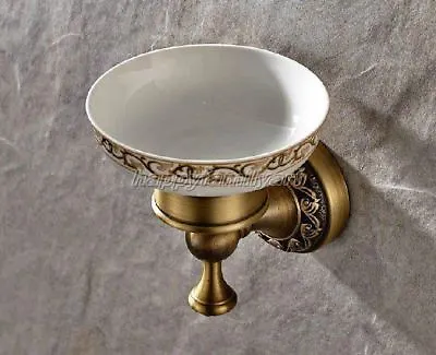 £23.99 • Buy Antique Brass Carved Wall Mounted Bathroom Soap Dish Holder Ceramic Dish Yba492