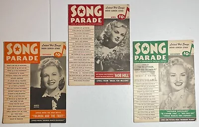 WWII 1945 3 Vintage Song Parade Magazines Betty Grable June Haver Marion Hutton • $9.99