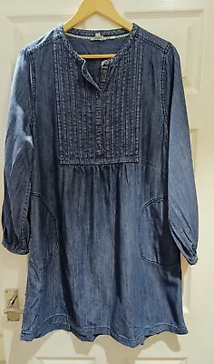 £7.11 • Buy Fat Face Gorgeous Ladies Knee Length Denim Dress Size 16 Lovely Condition 