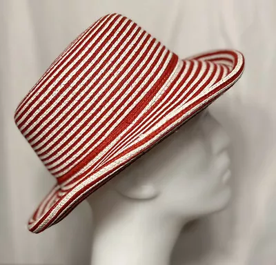 Betmar New York Womens Red/White Metallic Hat Paper Blend One Size • $17.20