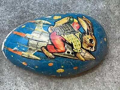 Half West Germany Paper Mache Easter Egg Candy Bunny Rabbit Spaceship Rocket 5” • $39.99