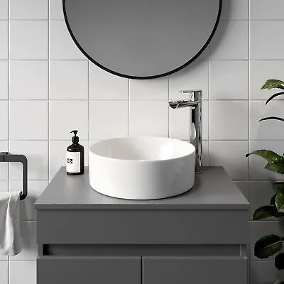 Ceramic Bathroom Vanity Wash Basin Sink Countertop Round Modern 352 X 352mm • £42.97