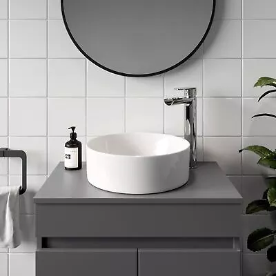 Countertop Basin Sink Ceramic Bathroom Vanity Wash Round Modern 352x352mm • £40.47