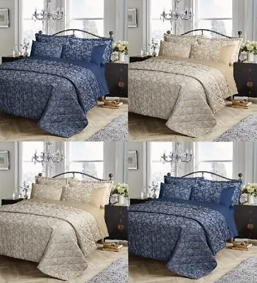 Kew Jacquard Duvet Cover Set Easy Care Double King Super King Size Quilt Bed Set • £19.99