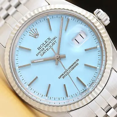 $7349.25 • Buy Rolex Mens Datejust Aqua Blue Dial 18k White Gold & Stainless Steel Watch