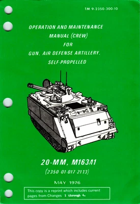 $14.99 • Buy 476 Page 1985 TM 9-2350-300-10 M163A1 VULCAN VADS Air Defense Manual On Data CD